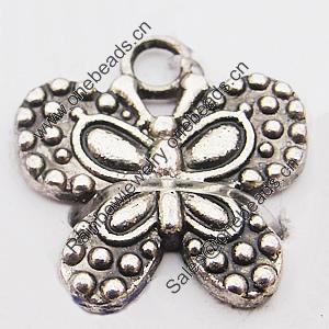 Pendant, Zinc Alloy Jewelry Findings, Butterfly 18x17mm Hole:2mm, Sold by Bag