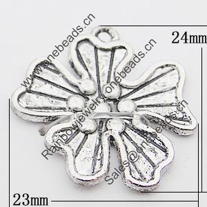 Pendant, Zinc Alloy Jewelry Findings Lead-free, Flower 23x24mm Hole:1.5mm, Sold by Bag