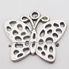 Pendant, Zinc Alloy Jewelry Findings Lead-free, Butterfly 28x26mm Hole:2mm, Sold by Bag