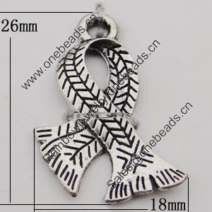 Pendant, Zinc Alloy Jewelry Findings Lead-free, 18x26mm Hole:2mm, Sold by Bag