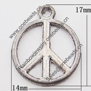 Pendant, Zinc Alloy Jewelry Findings Lead-free, Sign 14x17mm Hole:2mm, Sold by Bag