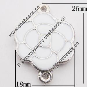 Zinc Alloy Enamel Connectors Lead-free, Flower 18x25mm Hole:1.5mm, Sold by Bag