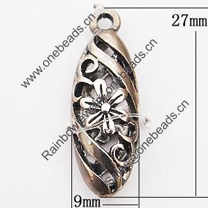 Pendant, Zinc Alloy Jewelry Findings Lead-free, 9x27mm Hole:2mm, Sold by Bag