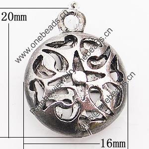 Pendant, Zinc Alloy Jewelry Findings Lead-free, 16x20mm Hole:2.5mm, Sold by Bag