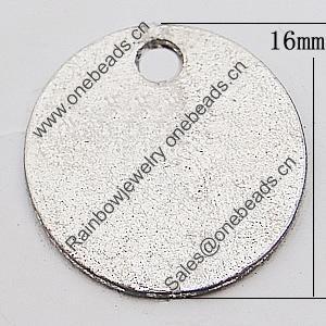Pendant, Zinc Alloy Jewelry Findings Lead-free, Flat Round 16mm Hole:2mm, Sold by Bag