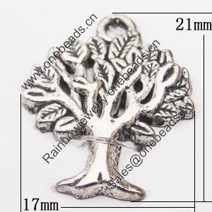 Pendant, Zinc Alloy Jewelry Findings Lead-free, Tree 17x21mm Hole:2mm, Sold by Bag
