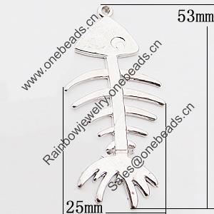 Pendant, Zinc Alloy Jewelry Findings Lead-free, Fish 25x53mm Hole:2mm, Sold by Bag