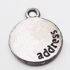 Pendant, Zinc Alloy Jewelry Findings Lead-free, Flat Round 13x16mm Hole:2mm, Sold by Bag