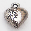 Pendant, Zinc Alloy Jewelry Findings Lead-free, Heart 10x12mm Hole:1.5mm, Sold by Bag