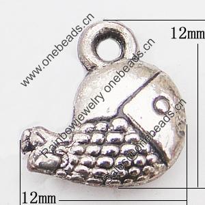 Pendant, Zinc Alloy Jewelry Findings Lead-free, Fish 12x12mm Hole:2mm, Sold by Bag
