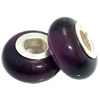 Lampwork Glass white Brass Plating Silver Beads, Rondelle, 6.8x13.5mm, Hole:4.5mm, Sold by PC