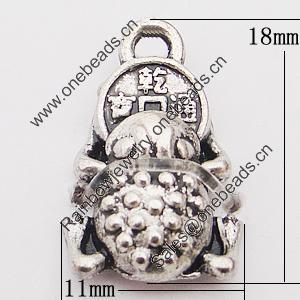 Pendant, Zinc Alloy Jewelry Findings Lead-free, 11x18mm Hole:1.5mm, Sold by Bag