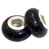 Lampwork Glass white Brass Plating Silver Beads, Rondelle, 6.8x13.5mm, Hole:4.5mm, Sold by PC