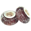 Lampwork Glass white Brass Plating Silver Beads, Rondelle, 6.8x13.5mm, Hole:4.5mm, Sold by PC