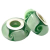 Lampwork Glass white Brass Plating Silver Beads, Rondelle, 6.8x13.5mm, Hole:4.5mm, Sold by PC