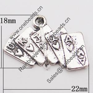 Pendant, Zinc Alloy Jewelry Findings Lead-free, 18x22mm Hole:1.5mm, Sold by Bag