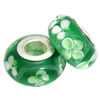 Lampwork Glass white Brass Plating Silver Beads, Rondelle, 6.8x13.5mm, Hole:4.5mm, Sold by PC