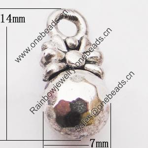 Pendant, Zinc Alloy Jewelry Findings Lead-free, 7x14mm Hole:2mm, Sold by Bag