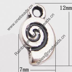 Pendant, Zinc Alloy Jewelry Findings Lead-free, 7x12mm Hole:1.5mm, Sold by Bag