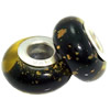 Lampwork Glass white Brass Plating Silver Beads, Rondelle, 6.8x13.5mm, Hole:4.5mm, Sold by PC