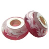 Lampwork Glass white Brass Plating Silver Beads, Rondelle, 6.8x13.5mm, Hole:4.5mm, Sold by PC