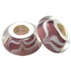 Lampwork Glass white Brass Plating Silver Beads, Rondelle, 6.8x13.5mm, Hole:4.5mm, Sold by PC