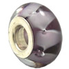 Lampwork Glass white Brass Plating Silver Beads, Rondelle, 6.8x13.5mm, Hole:4.5mm, Sold by PC