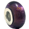 Lampwork Glass white Brass Plating Silver Beads, Rondelle, 6.8x13.5mm, Hole:4.5mm, Sold by PC