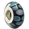 Lampwork Glass white Brass Plating Silver Beads, Rondelle, 6.8x13.5mm, Hole:4.5mm, Sold by PC