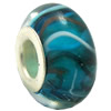 Lampwork Glass white Brass Plating Silver Beads, Rondelle, 6.8x13.5mm, Hole:4.5mm, Sold by PC