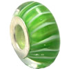 Lampwork Glass white Brass Plating Silver Beads, Rondelle, 6.8x13.5mm, Hole:4.5mm, Sold by PC