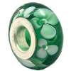 Lampwork Glass white Brass Plating Silver Beads, Rondelle, 6.8x13.5mm, Hole:4.5mm, Sold by PC