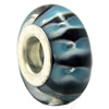 Lampwork Glass white Brass Plating Silver Beads, Rondelle, 6.8x13.5mm, Hole:4.5mm, Sold by PC