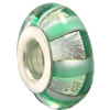 Lampwork Glass white Brass Plating Silver Beads, Rondelle, 6.8x13.5mm, Hole:4.5mm, Sold by PC