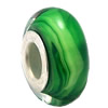 Lampwork Glass white Brass Plating Silver Beads, Rondelle, 6.8x13.5mm, Hole:4.5mm, Sold by PC