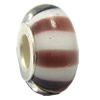 Lampwork Glass white Brass Plating Silver Beads, Rondelle, 6.8x13.5mm, Hole:4.5mm, Sold by PC