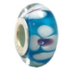 Lampwork Glass white Brass Plating Silver Beads, Rondelle, 6.8x13.5mm, Hole:4.5mm, Sold by PC