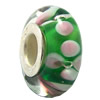 Lampwork Glass white Brass Plating Silver Beads, Rondelle, 6.8x13.5mm, Hole:4.5mm, Sold by PC