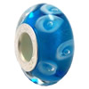 Lampwork Glass white Brass Plating Silver Beads, Rondelle, 6.8x13.5mm, Hole:4.5mm, Sold by PC