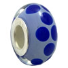 Lampwork Glass white Brass Plating Silver Beads, Rondelle, 6.8x13.5mm, Hole:4.5mm, Sold by PC