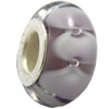 Lampwork Glass white Brass Plating Silver Beads, Rondelle, 6.8x13.5mm, Hole:4.5mm, Sold by PC