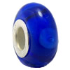 Lampwork Glass white Brass Plating Silver Beads, Rondelle, 6.8x13.5mm, Hole:4.5mm, Sold by PC