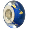 Lampwork Glass white Brass Plating Silver Beads, Rondelle, 6.8x13.5mm, Hole:4.5mm, Sold by PC