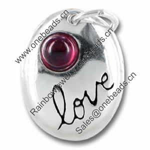 Zinc alloy Jewelry Charm with rhinestone, Nickel-free & Lead-free A Grade, 18x25mm, Sold by PC