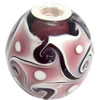 Lampwork Glass 925 Silver Beads, 20mm, Hole:4.5mm, Sold by PC