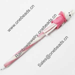 Fimo(Polymer Clay) Jewelry Ball Pen, with a fimo bead head, 20x170mm, Sold by PC