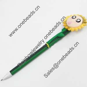 Fimo(Polymer Clay) Jewelry Ball Pen, with a fimo bead head, 42x180mm, Sold by PC