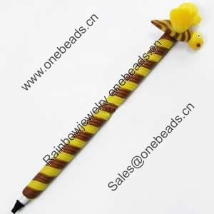 Fimo(Polymer Clay) Jewelry Ball Pen, with a fimo bead head, 35x180mm, Sold by PC