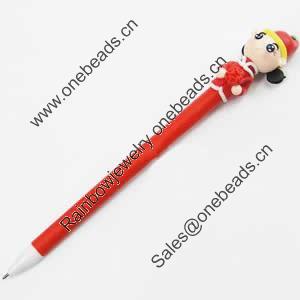 Fimo(Polymer Clay) Jewelry Ball Pen, with a fimo bead head, 25x180mm, Sold by PC