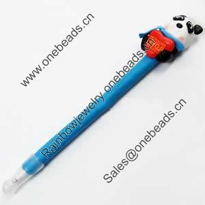 Fimo(Polymer Clay) Jewelry Ball Pen, with a fimo bead head, 22x160mm, Sold by PC